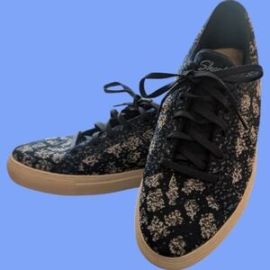 NEW SKECHERS Vaso Ramo Navy Light Blue Floral Sneakers Size 7.5 Memory Foam